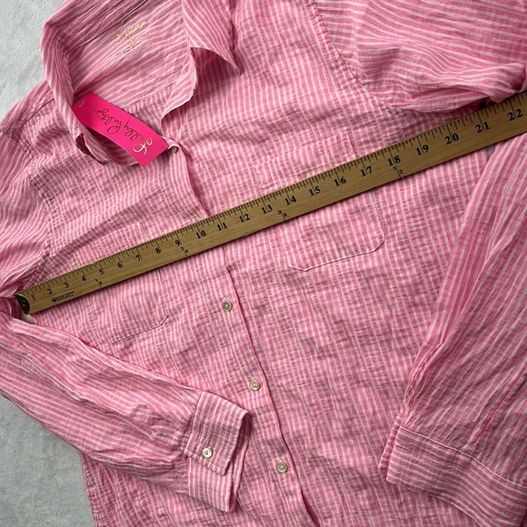 NEW Lilly‎ Pulitzer M Cotton Blend Lightweight Button Down Long Sleeve Blouse - Picture 7 of 11